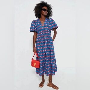 Tuckernuck Mitchell Midi Dress in Retro Floral Print, Size Small